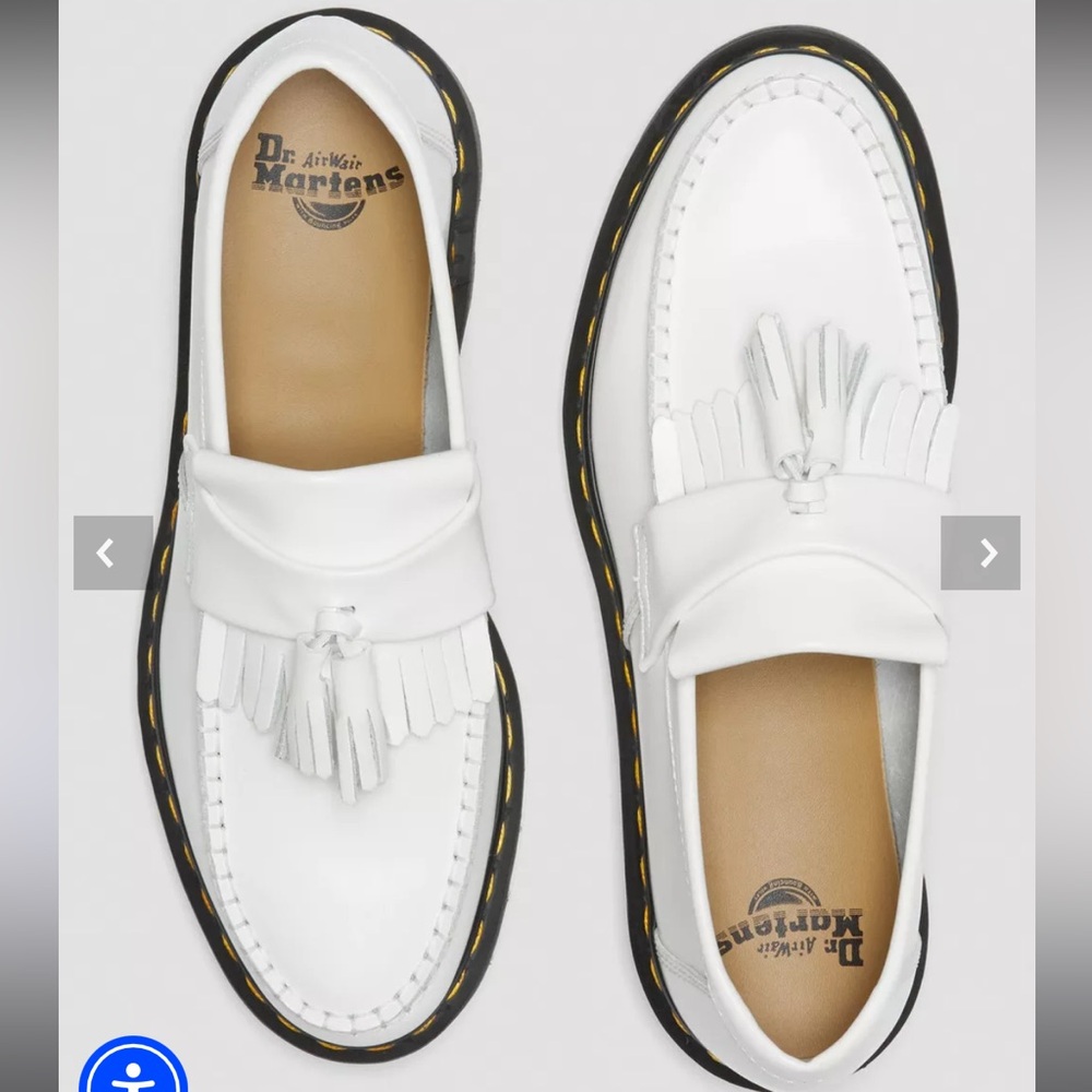 NEW ADRIAN YELLOW STITCH WHITE LEATHER TASSEL LOAFERS $140 SIZE 6